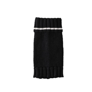 Knit leg warmers for women featuring thick thermal texture and contrast white stripes