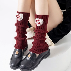 Leg Warmers Knitted Acrylic Ribbed Slouch Socks With Bow And Lace Vintage Lolita Style For Women Autumn Winter