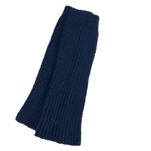 Thick navy blue knit leg warmers with ribbed texture for winter boots and leg slimming