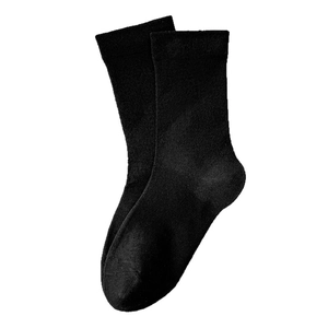 Classic black mid-calf cotton socks for women, minimalist solid design in solid black