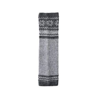 Fair Isle snowflake knit leg warmers in grey colorblock for winter footwear fashion