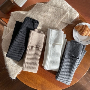 Scaldamuscoli In Maglia Da Donna Acrilico A Costine Staffa Caldo Autunno Inverno Stile Giapponese Calze Lunghe