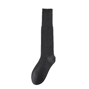 Solid color dark grey ribbed wool socks for women in Japanese JK style for autumn winter