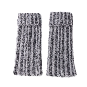 Jambières d'hiver épaisses en tricot à rayures grises et noires pour femmes