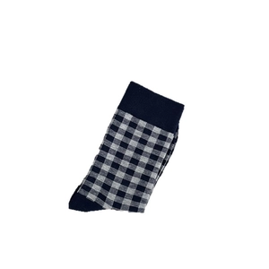 Classic black and grey gingham crew socks with reinforced cotton heel and toe