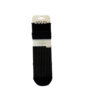 Chaussettes noires à côtes pour femmes avec bordure en dentelle et emballage d'origine