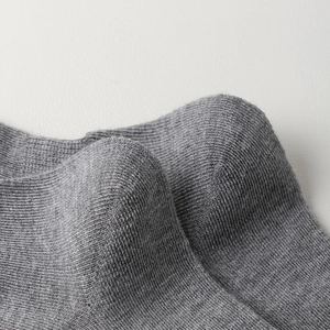 Détail du talon tricoté sur chaussettes grises en laine avec texture de haute qualité