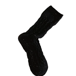 Chaussettes rétro en laine noire torsadée avec mouchetures colorées pour l'hiver