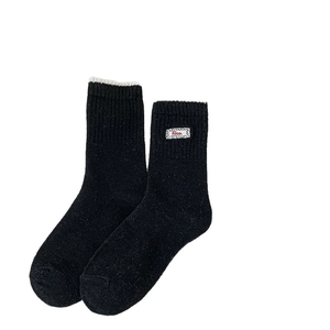 Chaussettes noires épaisses en maille avec bordure dentelle et écusson Nice hiver