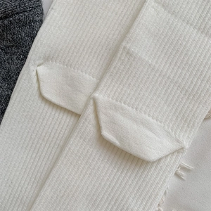 Detailed close-up showing the premium ribbed texture and flat seam of white cotton socks