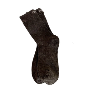 Chaussettes mi-mollet marron moucheté avec broderie blanche 'may' en coton mélangé