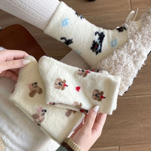 Gemütliche Thermo-Socken aus Korallenfleece mit süßen Bären- und Katzenmustern für Winter