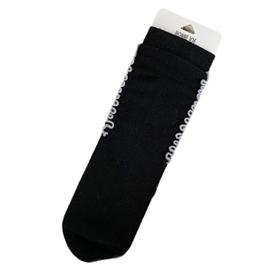 Korean style black wool socks with white ruffle trim and sweet preppy aesthetic design