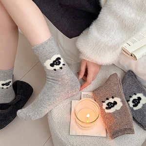 Chaussettes en laine style japonais avec motif mouton mignon pour femme, automne-hiver