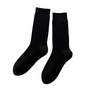 Chaussettes mi-hautes noires classiques pour femmes avec texture à côtes verticales unies