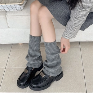 Women Knitted Leg Warmers Acrylic Ribbed Solid Color Warm Slouchy Preppy Style Korean Ins Fashion Accessories
