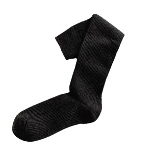 Classic black ribbed cotton knee-high socks with minimalist vertical stripe knitting
