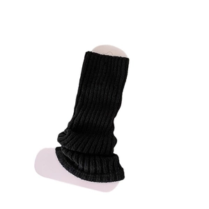 Calentadores de piernas negros de punto acanalado, accesorio de invierno para un look esbelto
