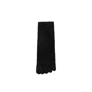 Breathable black cotton five-finger socks with vertical stripes for men in business casual style