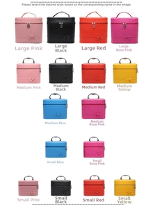 Multiple sizes and colors of bow knot makeup bags made of PU leather with top handles