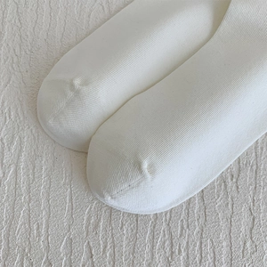 Detailed close-up of seamless toe stitching and ribbed knit texture on white socks
