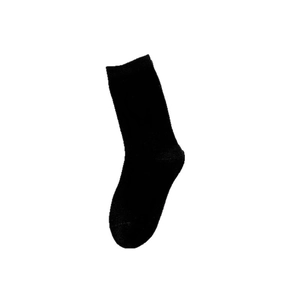 Classic Japanese style solid black mid-calf socks with ribbed cuffs for women