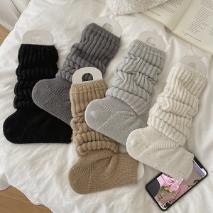 Chunky Knit Leg Warmers Slouch Socks Acrylic Ribbed Speckled Yarn Winter Warm Harajuku Style Women