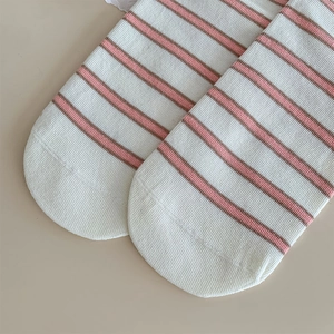 Detailed close-up of retro striped knit texture in beige, pink, and dark coffee colors