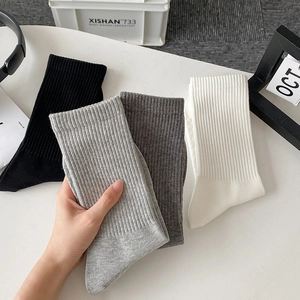 Close-up of ribbed texture and knit craftsmanship on premium cotton crew socks