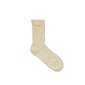 Creamy beige ballet style ribbed socks with delicate bow detail for women in summer