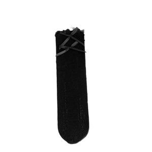 Sweet black lace hollow mesh socks with satin bows and ruffles for women