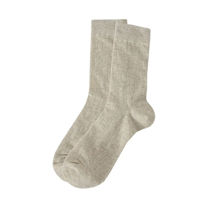 Calze alte stile giapponese JK color beige farina d'avena con trama a coste verticali