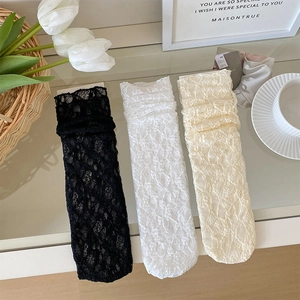 Chaussettes En Dentelle Résille Femmes Évidées Respirantes Nylon Floral Doux Style Lolita Transparentes