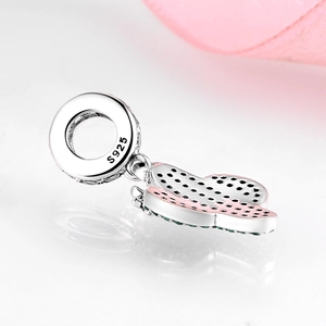 S925 sterling silver cactus charm with green and pink enamel for DIY bracelet jewelry