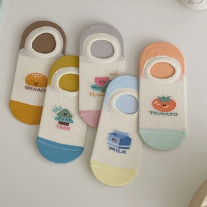 Women Invisible Boat Socks Breathable Cotton Mesh Non-Slip Cartoon Pattern Summer Casual Cute Low Cut Socks