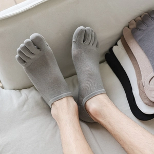 Breathable low cut mesh toe socks for men featuring anti-slip silicone and five-finger design