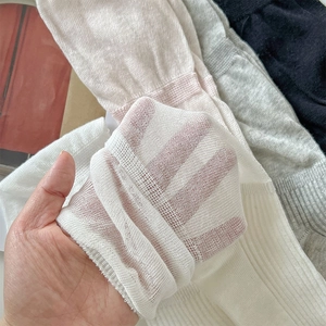 Close-up of thin breathable mesh calf socks showing translucent texture and knit detail