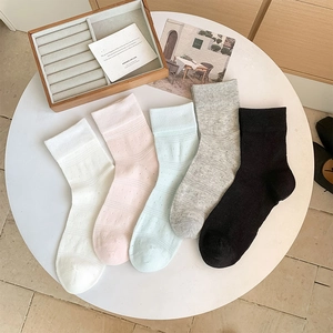 Women's Cotton Crew Socks Breathable Hollow Mesh Polka Dot Japanese Ins Style Minimalist Mid-Calf Hosiery