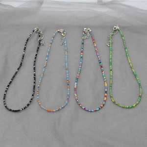 Bohemian Handmade Glass Seed Bead Necklace For Women Girls Colorful Dopamine Choker Zinc Alloy Clasp Jewelry Gift