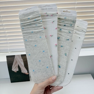Set of four mesh lace crew socks featuring vintage floral patterns and ribbed texture