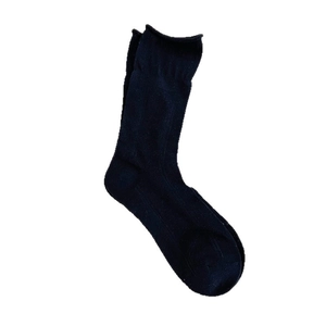 Minimalist heart cutout mesh socks with stylish rolled cuffs in breathable black knit fabric