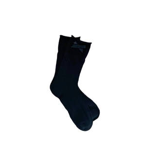 Sweet black mesh socks with bow decoration and hollow heart pattern for women