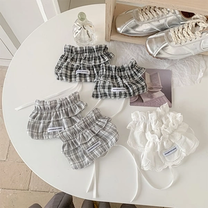 Ballet Style Plaid Leg Warmers Ruffle Lace Bow Tie Sweet Girl JK Fashion Socks Cotton For Women Spring Summer