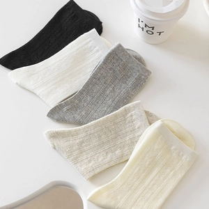 Detailed view of breathable mesh socks with heart patterns and diamond knit texture