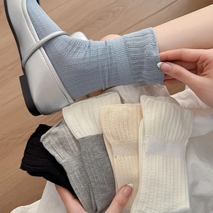 Détail de la maille côtelée sur chaussettes mi-hautes ajourées pour femmes