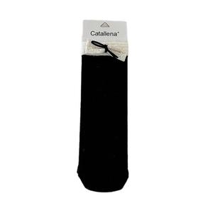 Breathable black lace bow socks for women featuring elegant white floral ribbons