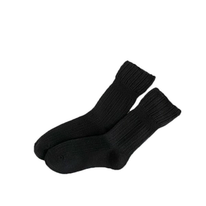 Chaussettes mi-mollet noires en maille ajourée japonaise avec texture côtelée respirante