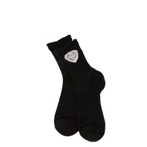 Chaussettes japonaises noires avec dentelle cœur, bords ondulés et mesh aéré