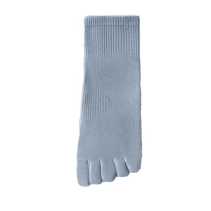 Breathable blue-grey men's five-finger toe socks with mesh ventilation and ribbed cuff