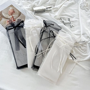 Damen Transparent Mesh Socken Ultradünn Süße Schleife Japanischer Stil Balletcore Lolita Durchsichtige Wadenlange Socken